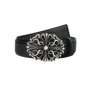 Belt Chrome Hearts Black Leather Silver Buckle CH065
