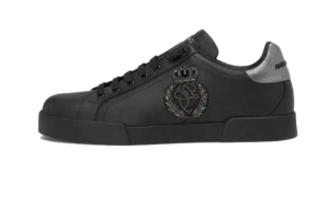 Calfskin nappa Portofino sneakers with crown patch Black