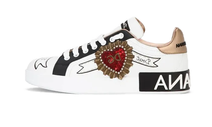 Calfskin Portofino sneakers with embroidery White