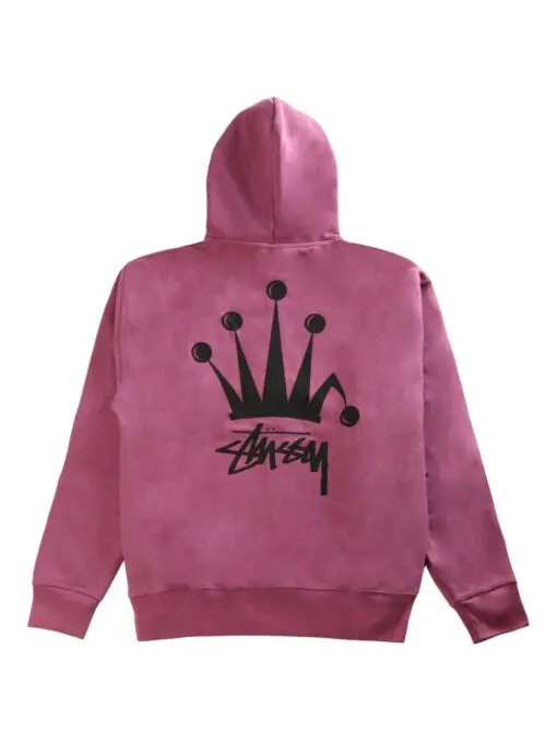Stüssy Raspberry Pink Logo & Print Cotton Hoodie