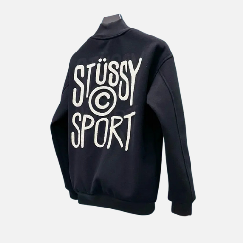 Stussy Sport Melton Varsity Jacket Black