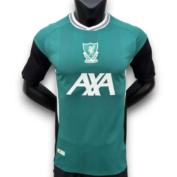 lwp25-26greenwithwhiteblackretromodeltraining.webp Camiseta LVP 2025-2026 – Entrenamiento Alternativa – Version Pro Player