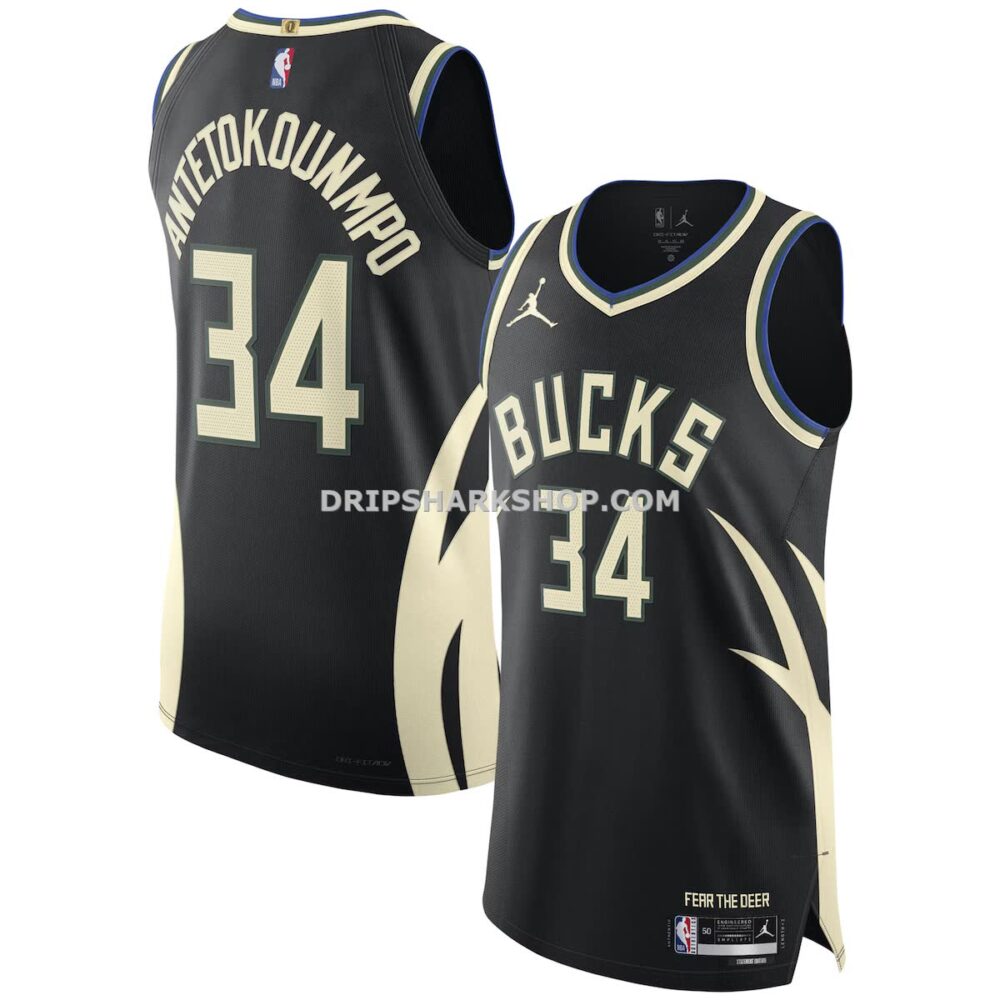 Mens Jordan Brand Giannis Antetokounmpo Black Milwaukee Bucks Authentic Player Jersey Statement Edition
