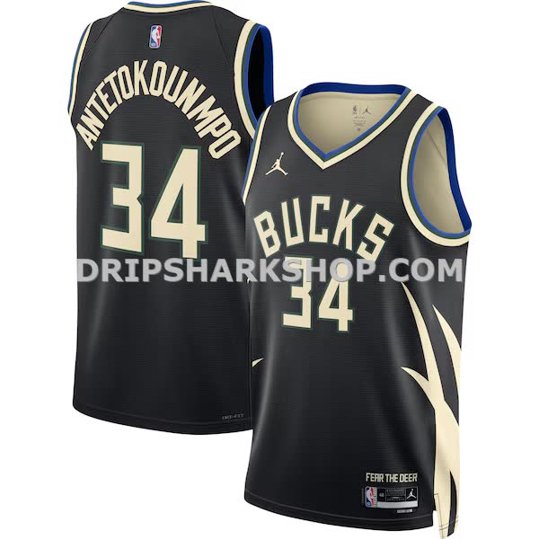 Unisex Jordan Brand Giannis Antetokounmpo Black Milwaukee Bucks Swingman Jersey Statement Edition_Pi4759000