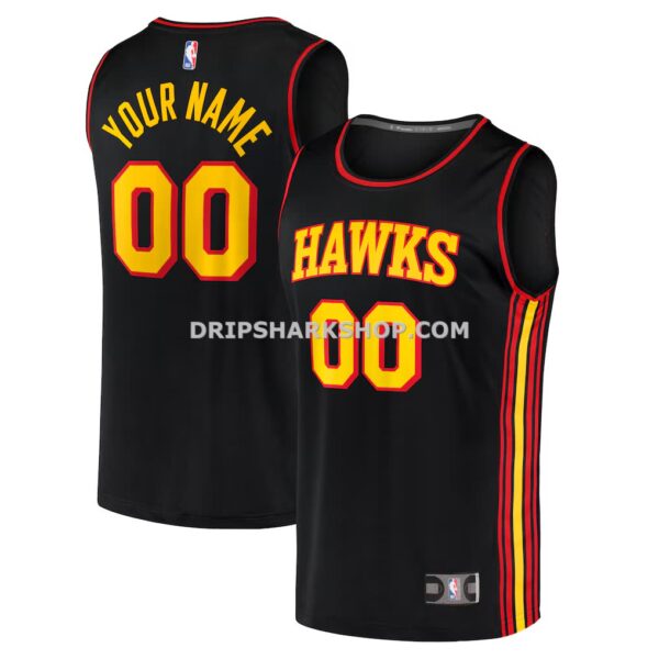 Men's Atlanta Hawks Fanatics Black Fast Break Replica Custom Jersey Statement Edition