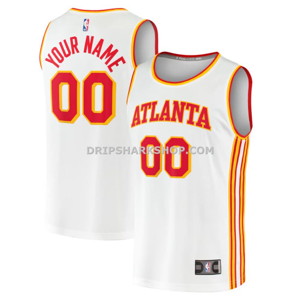 NBA0195ccM01-136cc1 Men's Atlanta Hawks Fanatics White Fast Break Custom Replica Jersey Association Edition
