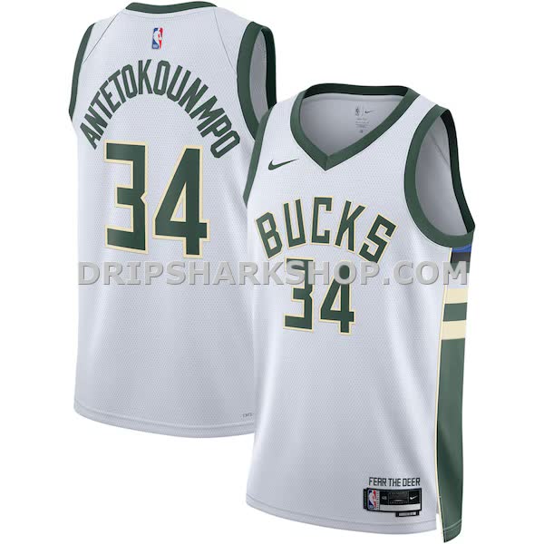 Unisex Nike Giannis Antetokounmpo White Milwaukee Bucks Swingman Jersey Association Edition_Pi4650000