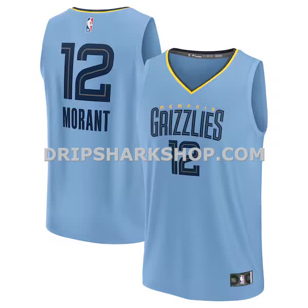 Mens Fanatics Ja Morant Light Blue Memphis Grizzlies Fast Break Replica Player Jersey Statement Edition_Pi4793000