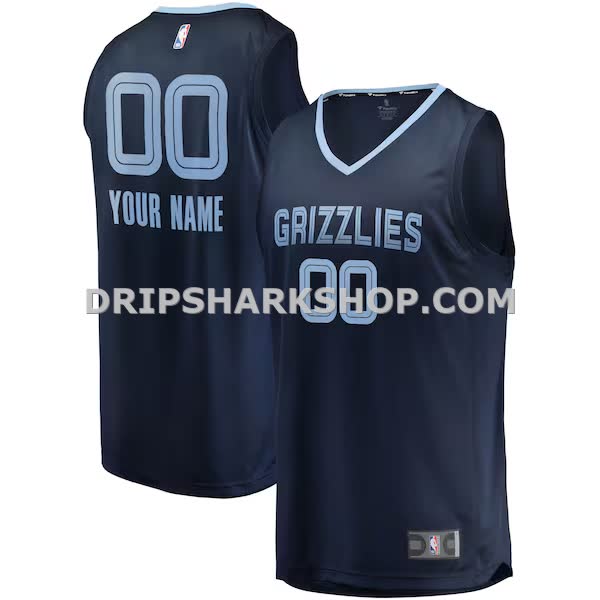 Mens Fanatics Navy Memphis Grizzlies Fast Break Custom Replica Jersey Icon Edition_Pi3230000
