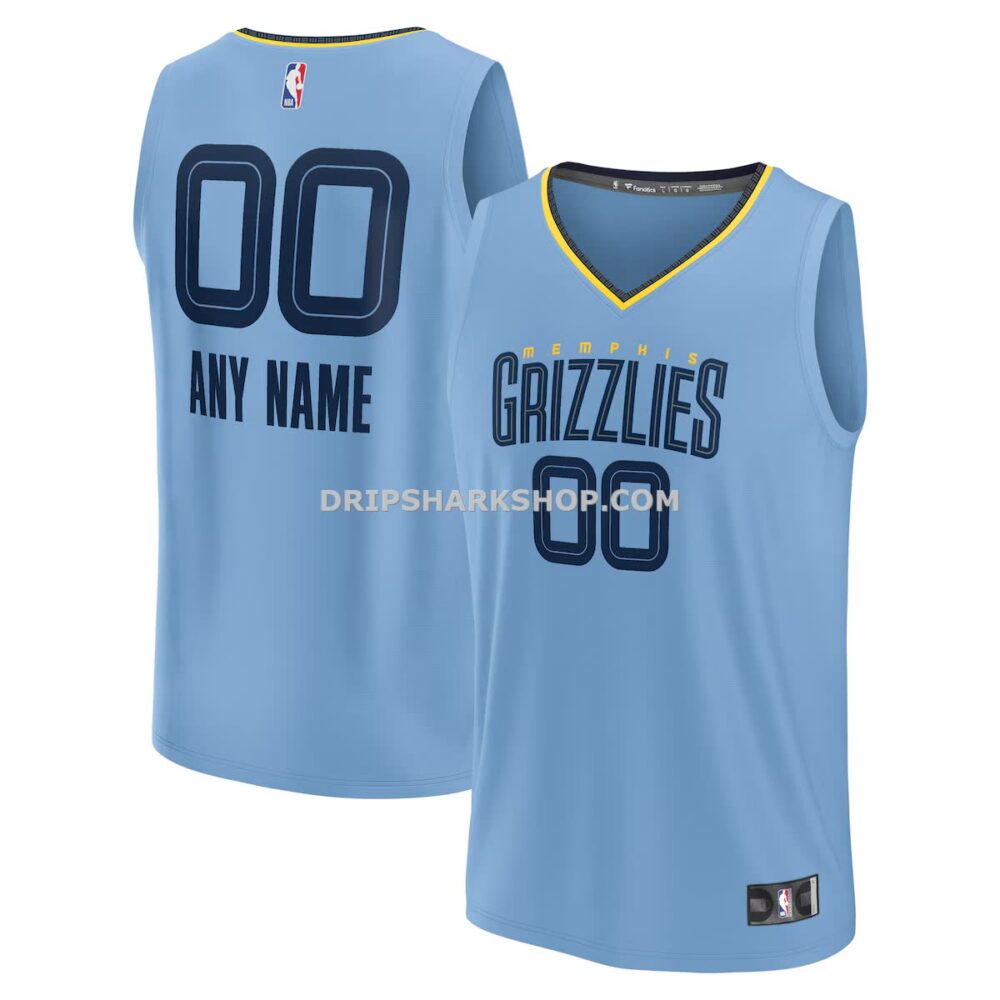 Mens Fanatics Light Blue Memphis Grizzlies Custom Fast Break Jersey Statement Edition