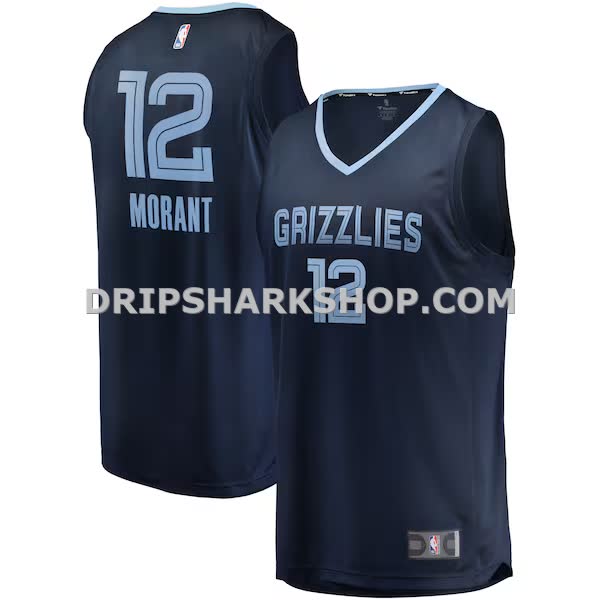 Mens Fanatics Ja Morant Navy Memphis Grizzlies Fast Break Replica Jersey Icon Edition_Pi3621000