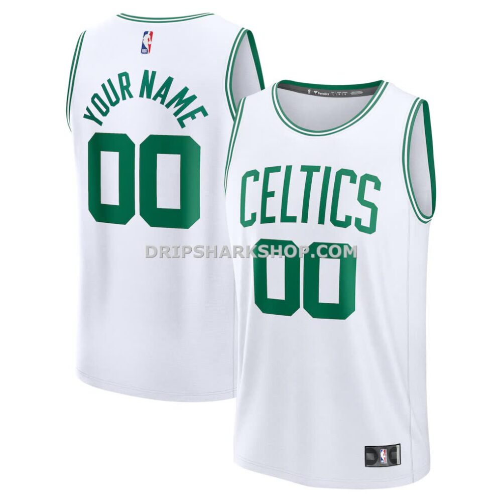 Men's Boston Celtics Fanatics White Fast Break Custom Jersey Association Edition