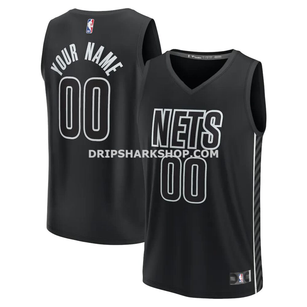 NBA035bd8M01-b7dd58 Men's Brooklyn Nets Fanatics Black Custom Fast Break Jersey Statement Edition