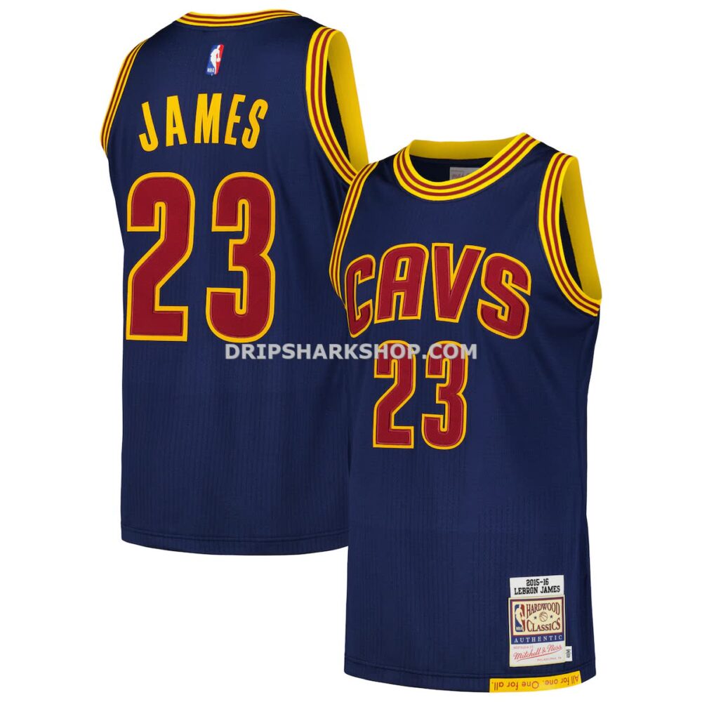 Mens Mitchell And Ness Lebron James Navy Cleveland Cavaliers 2015 16 Hardwood Classics Authentic Jersey