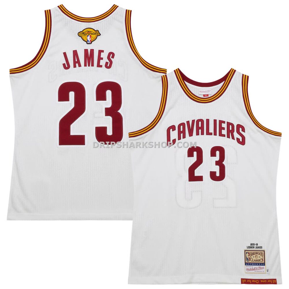 Mens Mitchell And Ness Lebron James White Cleveland Cavaliers 2015 16 Hardwood Classics Authentic Jersey