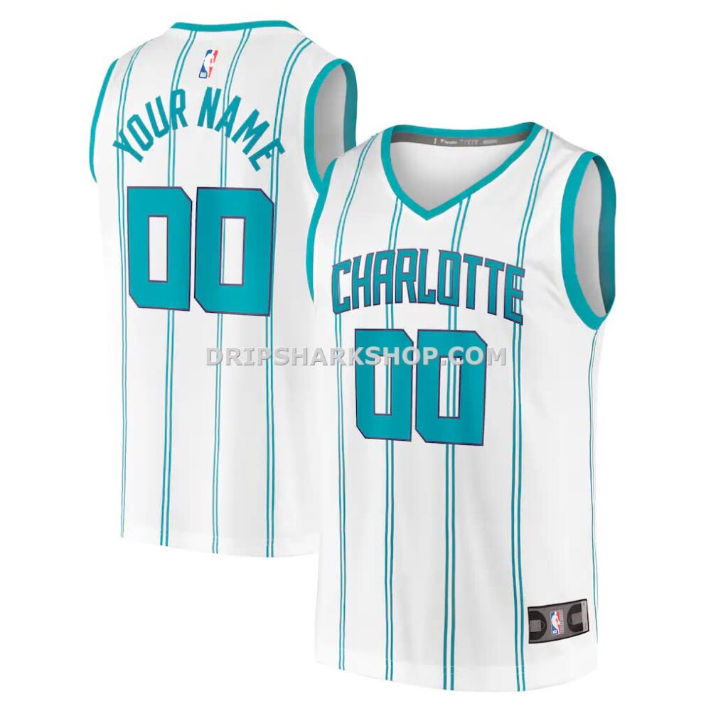Men's Charlotte Hornets Fanatics White Fast Break Custom Replica Jersey Association Edition