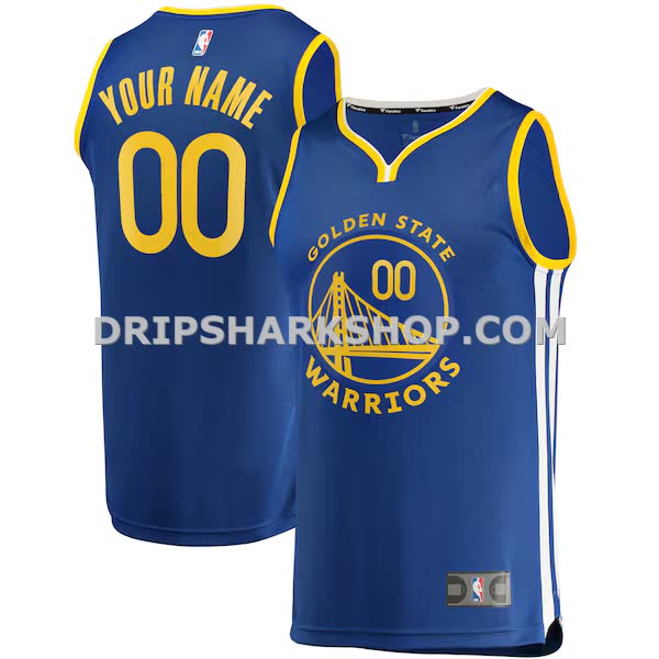 Mens Fanatics Royal Golden State Warriors Fast Break Custom Replica Jersey Icon Edition_Pi3647000
