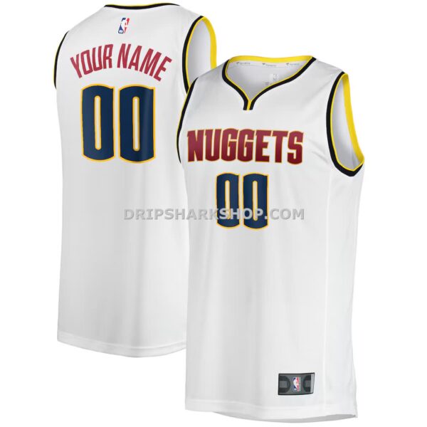 Men's Denver Nuggets Fanatics White Fast Break Custom Replica Jersey Association Edition