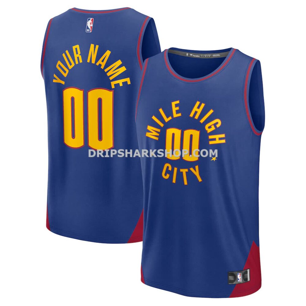 Men's Denver Nuggets Fanatics Blue Fast Break Custom Jersey Statement Edition