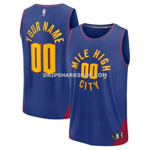 Men's Denver Nuggets Fanatics Blue Fast Break Custom Jersey Statement Edition