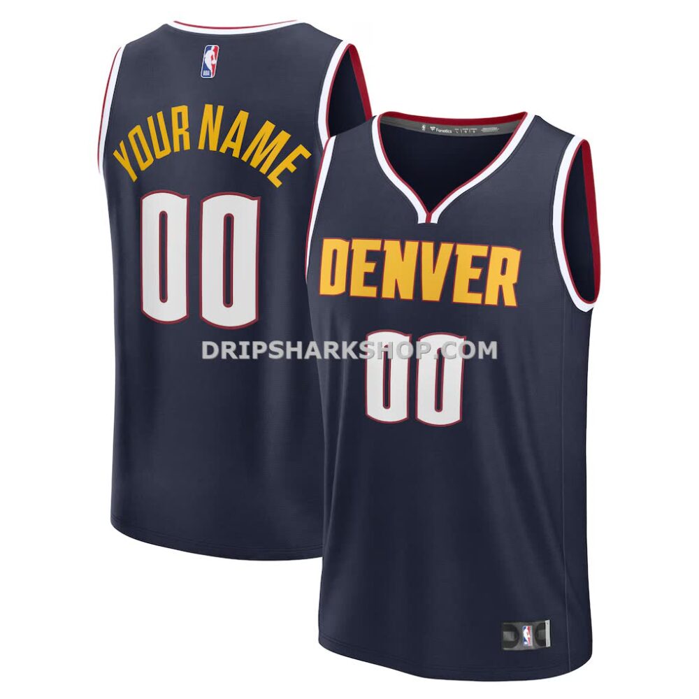 Men's Denver Nuggets Fanatics Navy Fast Break Custom Jersey Icon Edition