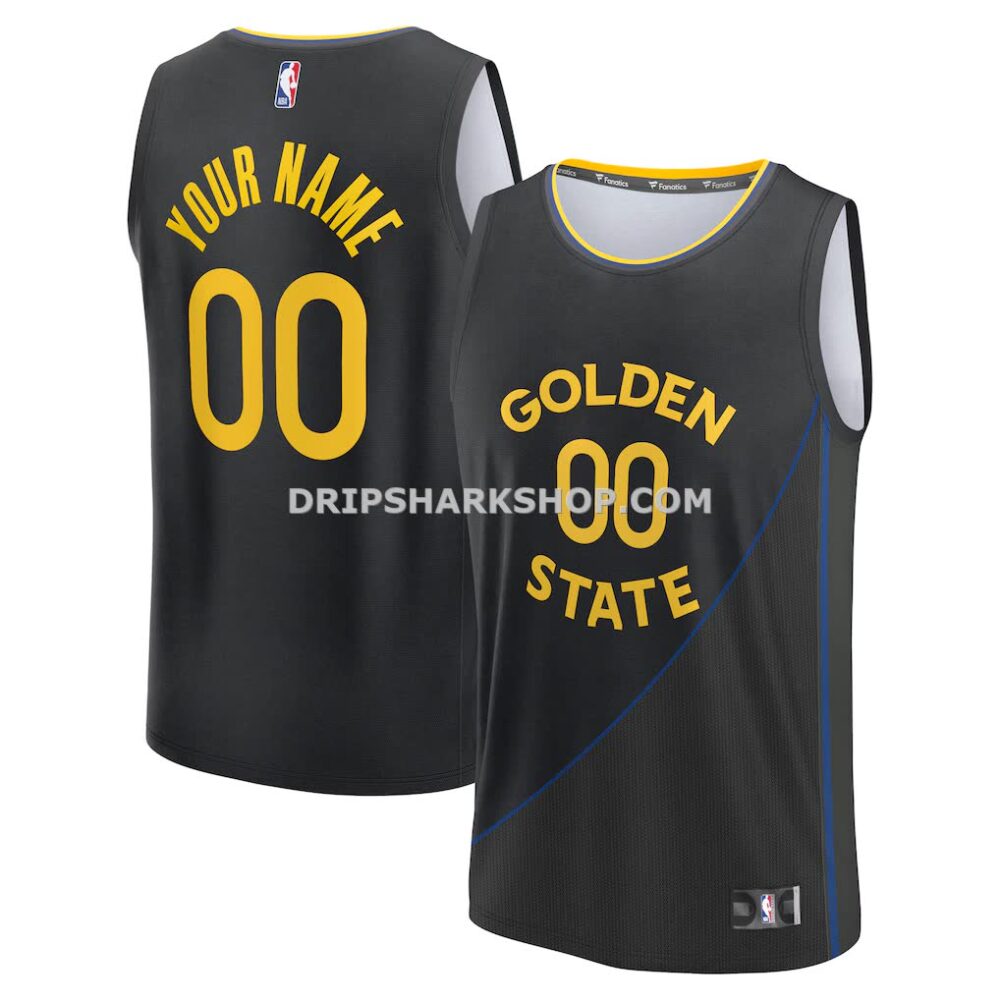 Men's Golden State Warriors Fanatics Black Fast Break Custom Jersey Statement Edition