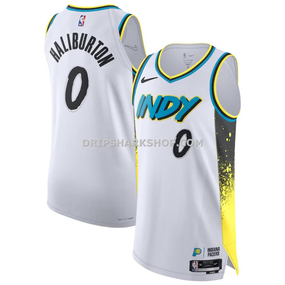 Men's Indiana Pacers Tyrese Haliburton Nike White 2024 25 Authentic Player Jersey City Edition