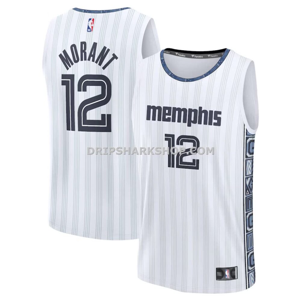 NBA158c4dM01-4ba435 Men's Memphis Grizzlies Ja Morant Fanatics White 2025 26 City Edition Fast Break Jersey