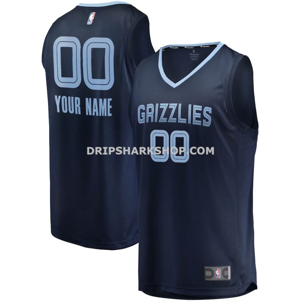 NBA15e65cM01-191715 Men's Memphis Grizzlies Fanatics Navy Fast Break Custom Replica Jersey Icon Edition