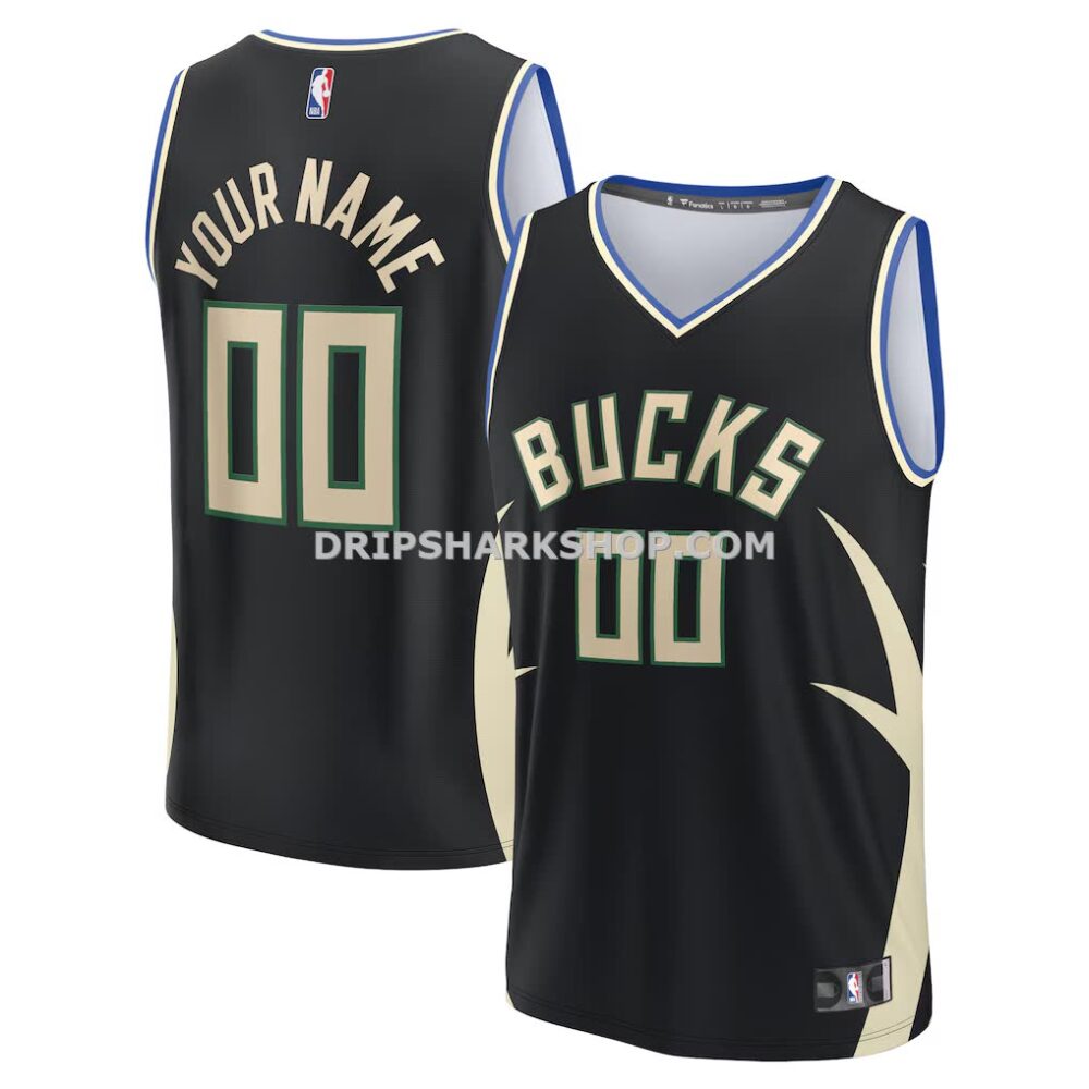 Men's Milwaukee Bucks Fanatics Black Custom Fast Break Jersey Statement Edition