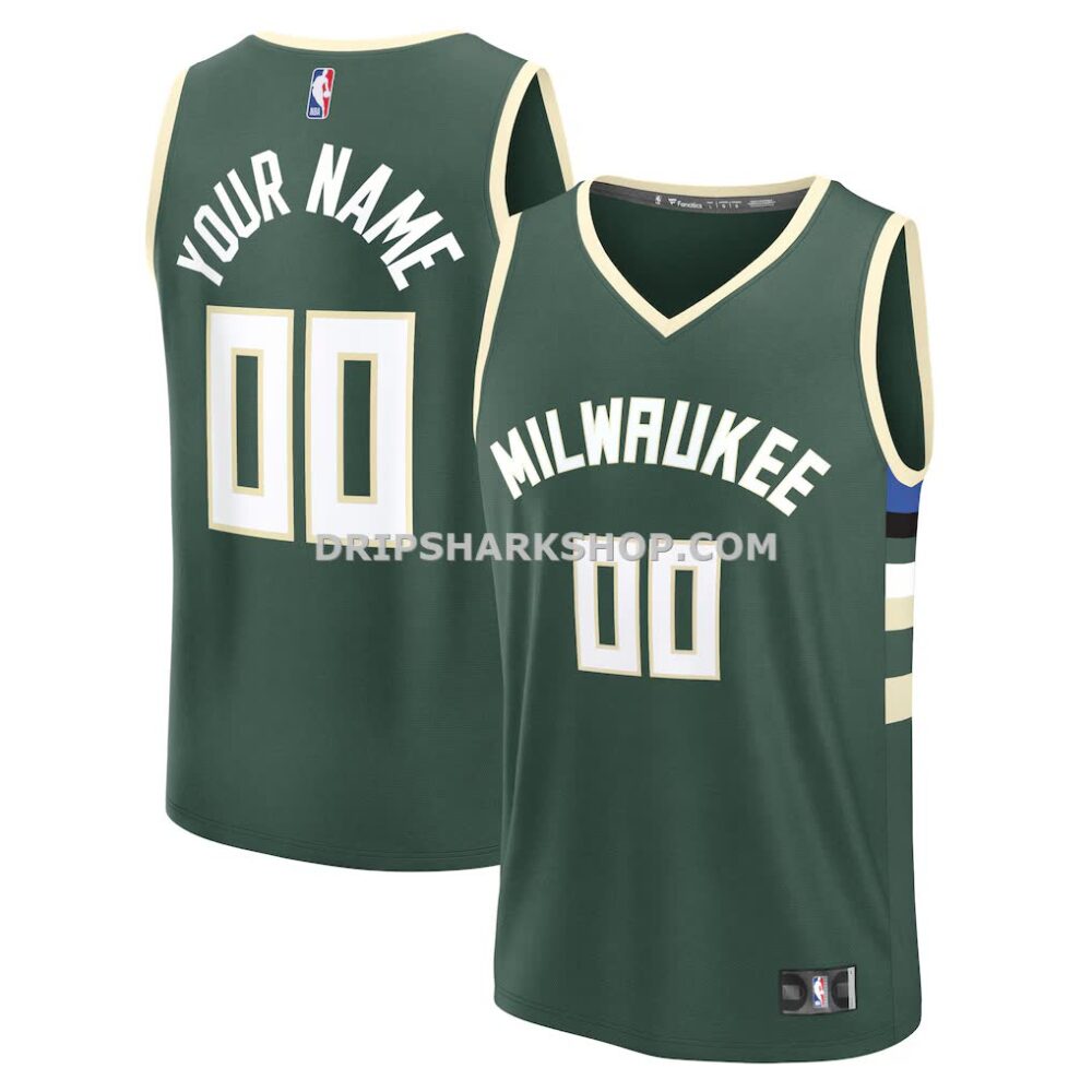 Men's Milwaukee Bucks Fanatics Green Fast Break Custom Jersey Icon Edition
