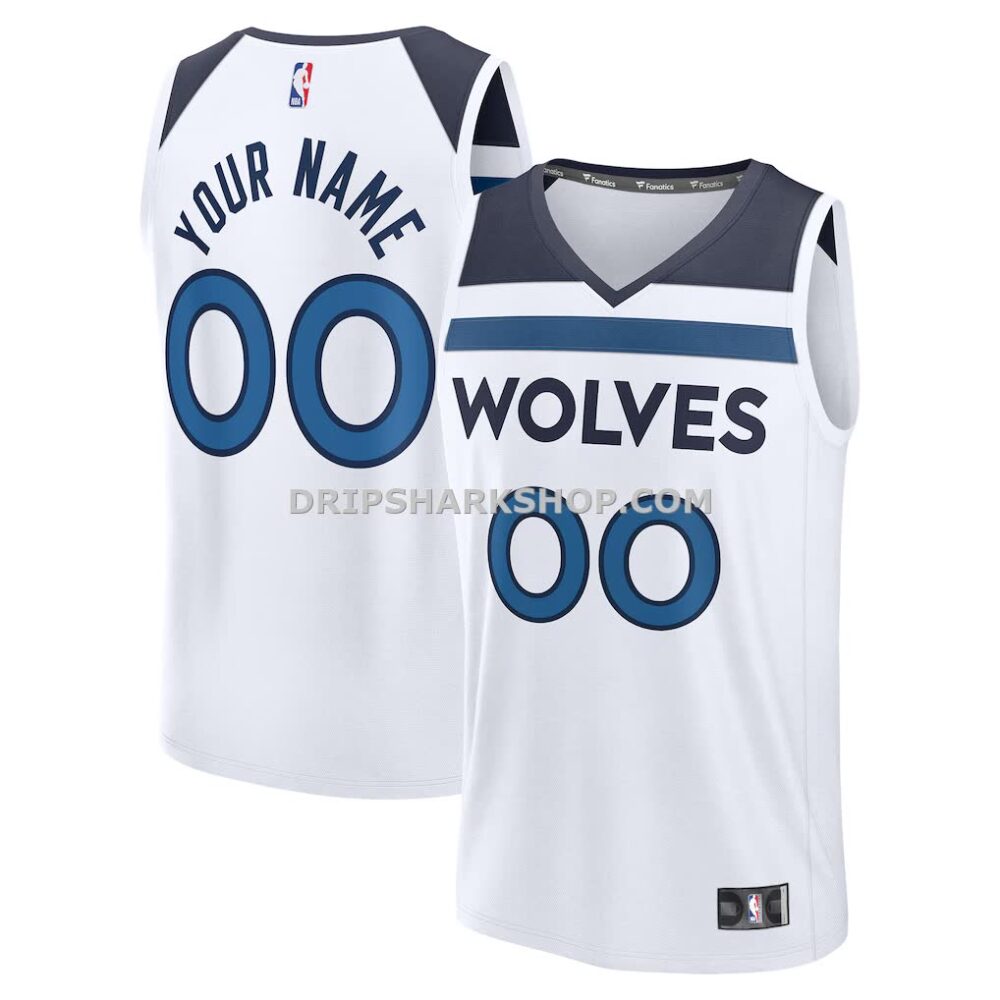 NBA18dc54M01-d96230 Men's Minnesota Timberwolves Fanatics White Fast Break Custom Jersey Association Edition