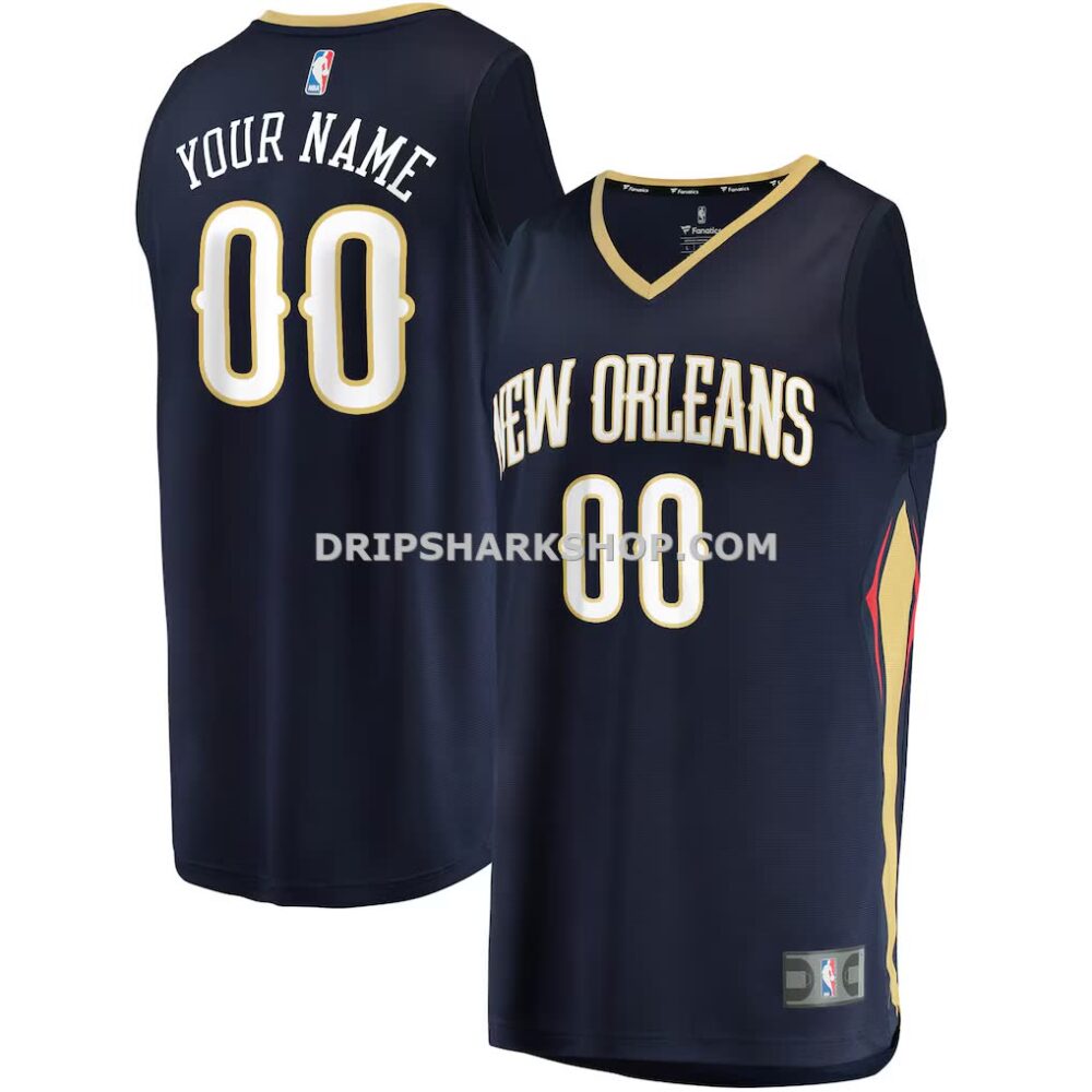 Men's New Orleans Pelicans Fanatics Navy Fast Break Custom Replica Jersey Icon Edition