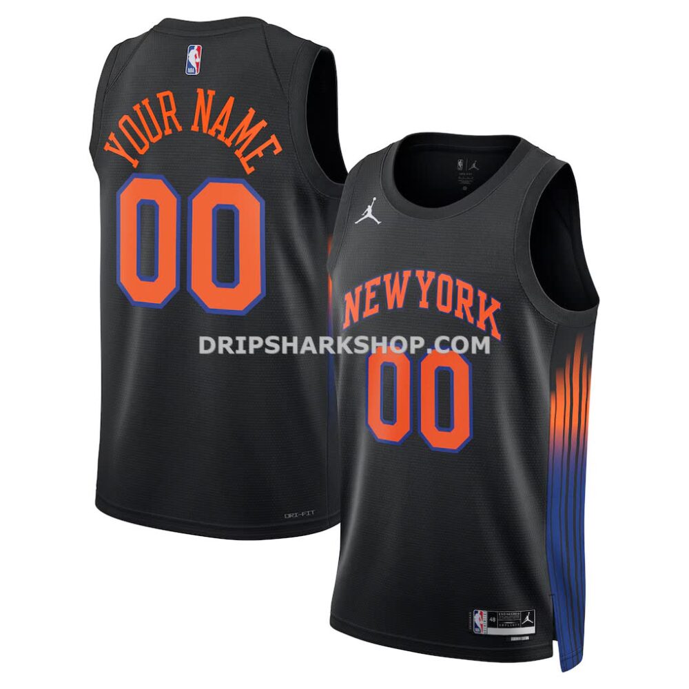 Unisex New York Knicks Jordan Brand Black Swingman Custom Jersey Statement Edition