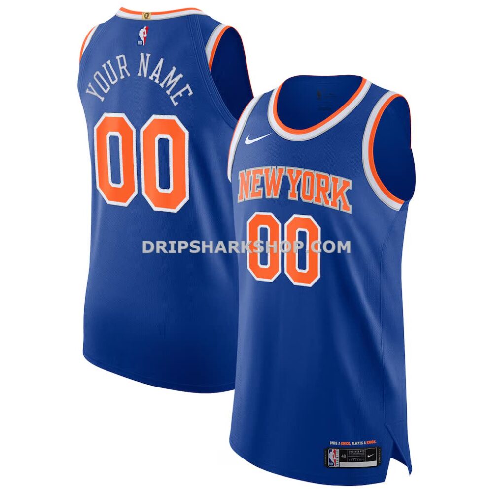 Men's New York Knicks Nike Blue Authentic Custom Jersey Icon Edition