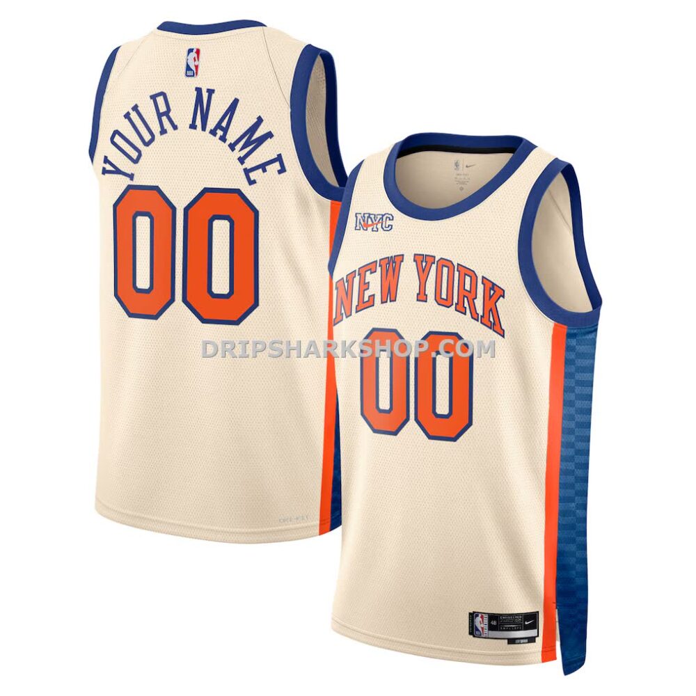 Unisex New York Knicks Nike Cream 2025 26 City Edition Swingman Custom Jersey