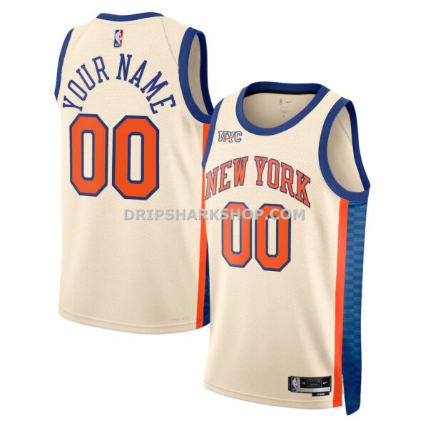 Unisex New York Knicks Nike Cream 2025 26 City Edition Swingman Custom Jersey
