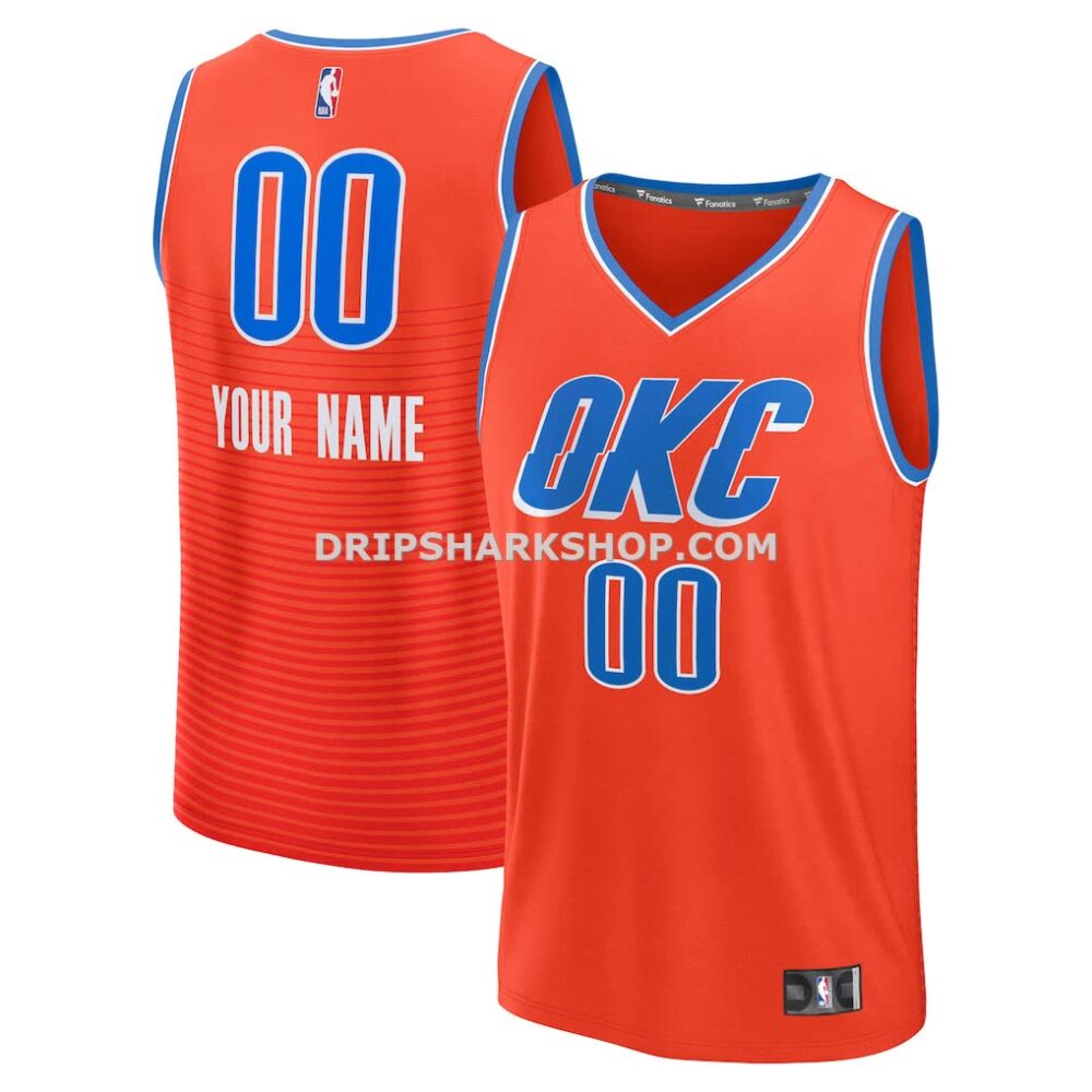 NBA2161adM01-7453c5 Men's Oklahoma City Thunder Fanatics Orange Fast Break Custom Jersey Statement Edition