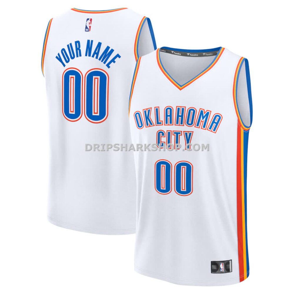 NBA219a02M01-7e6885 Men's Oklahoma City Thunder Fanatics White Fast Break Custom Jersey Association Edition