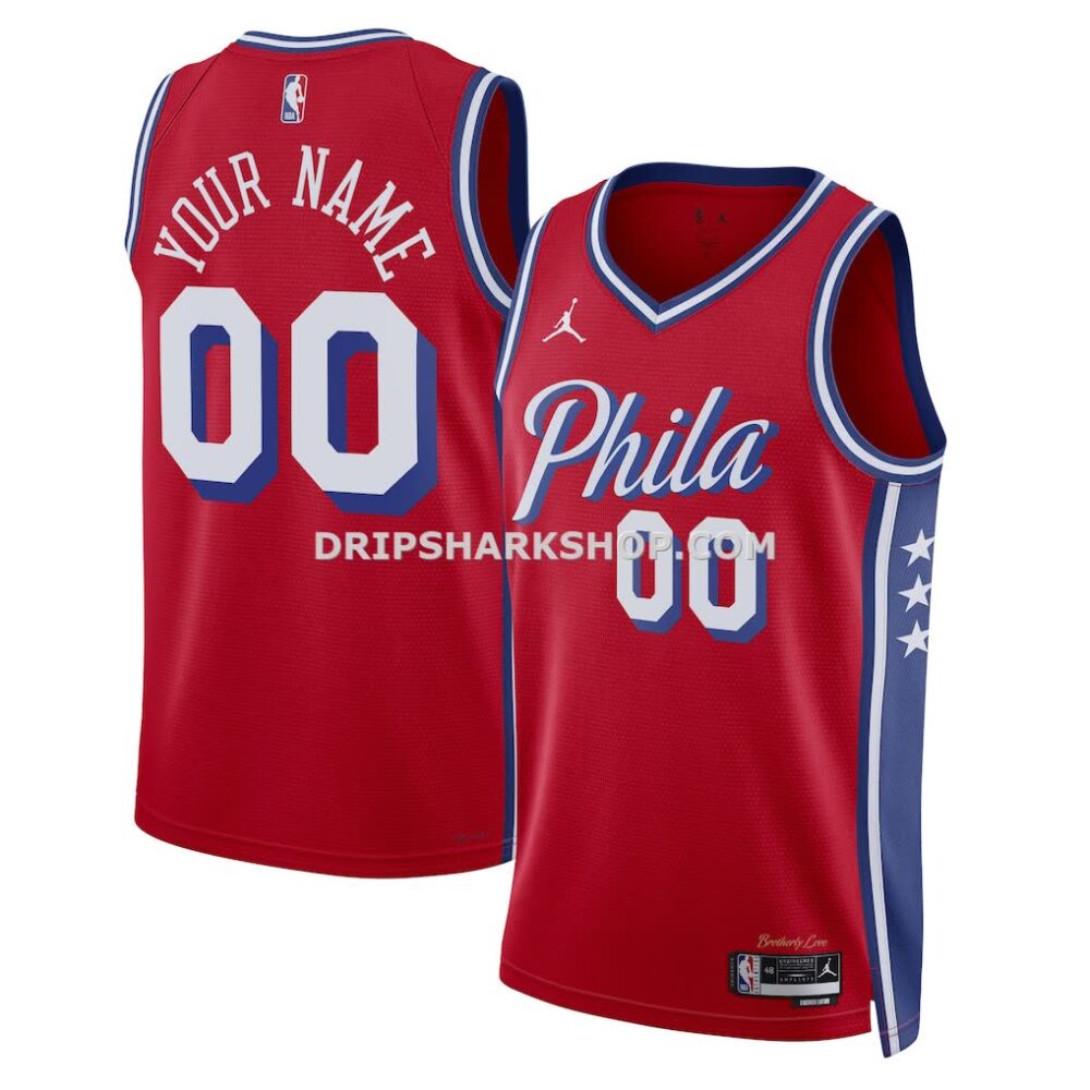 Unisex Philadelphia 76ers Jordan Brand Red 2022 23 Swingman Custom Jersey Statement Edition