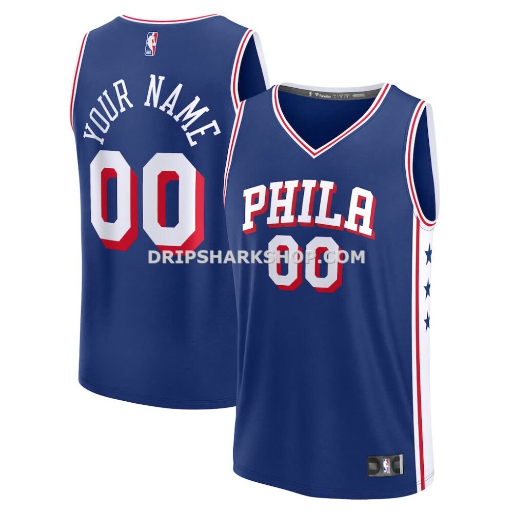 Men's Philadelphia 76ers Fanatics Blue Fast Break Custom Jersey Icon Edition