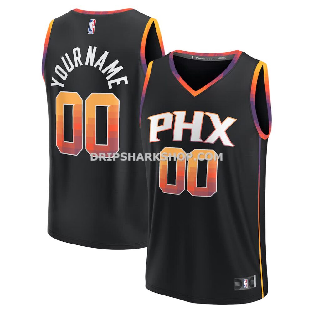 NBA24c2f8M01-ab21aa Men's Phoenix Suns Fanatics Black Fast Break Custom Replica Jersey Statement Edition