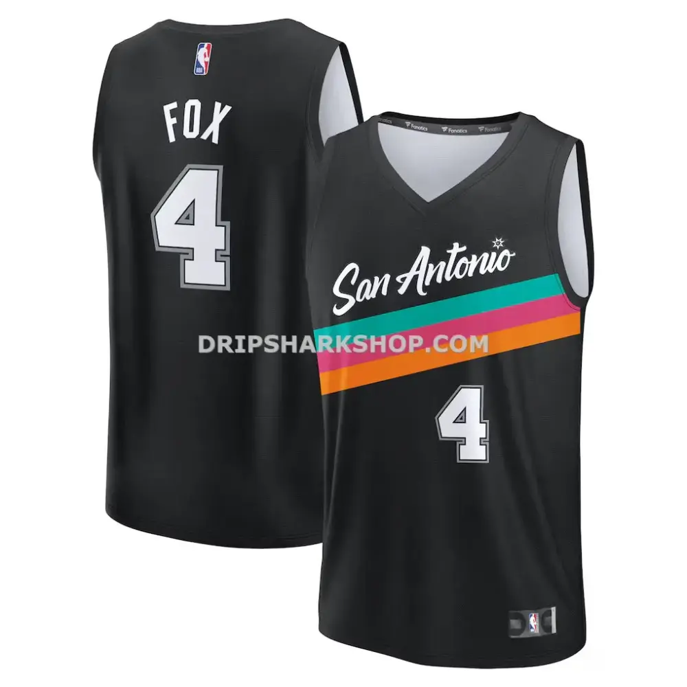 Men's San Antonio Spurs De'Aaron Fox Fanatics Black 2025 26 City Edition Fast Break Jersey