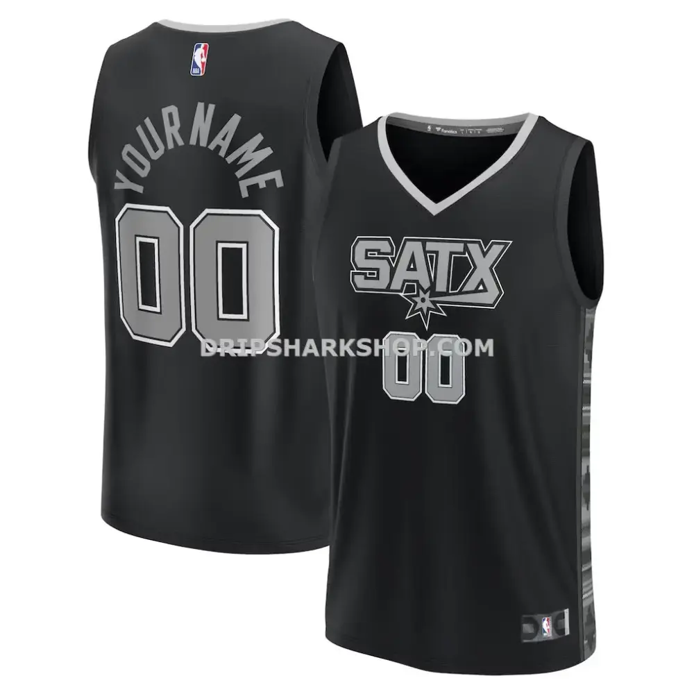 Men's San Antonio Spurs Fanatics Black Fast Break Custom Replica Jersey Statement Edition