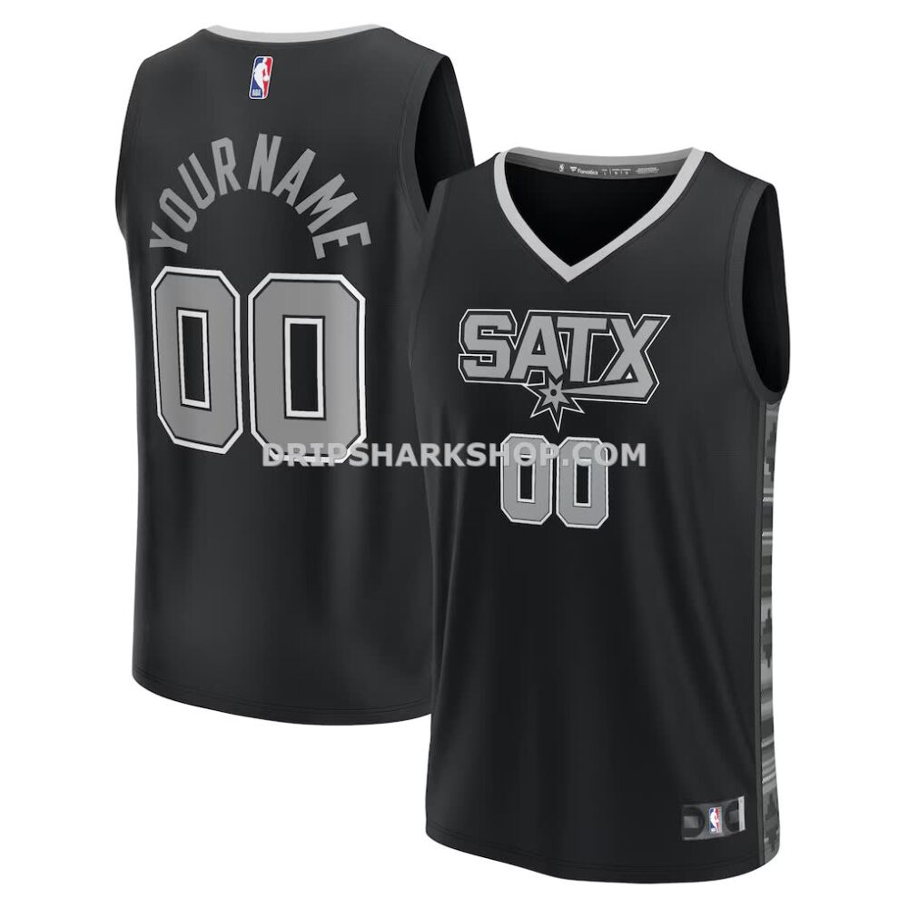 NBA27f337M01-4f8386 Men's San Antonio Spurs Fanatics Black Fast Break Custom Replica Jersey Statement Edition