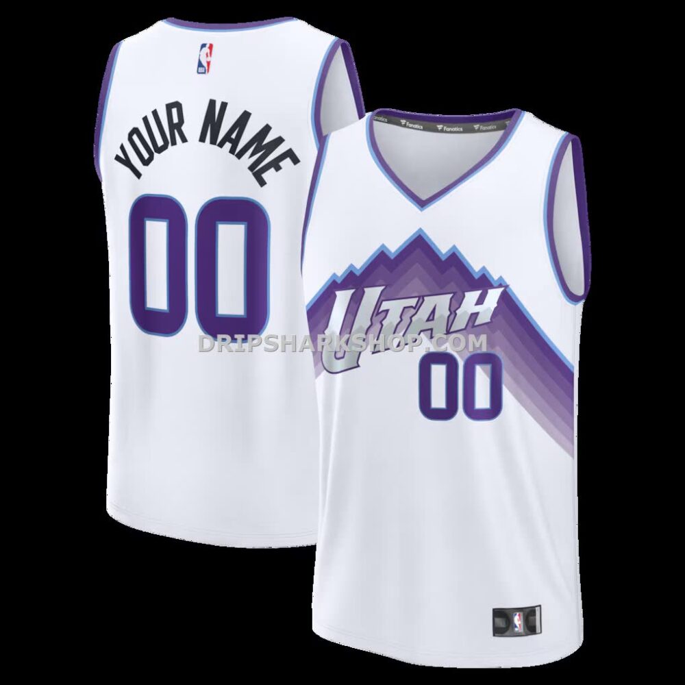 Men's Utah Jazz Fanatics White Fast Break Replica Custom Jersey Association Edition