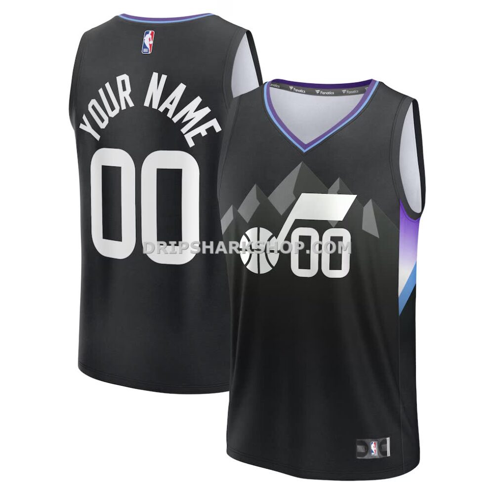 Men's Utah Jazz Fanatics Black Fast Break Custom Jersey Statement Edition