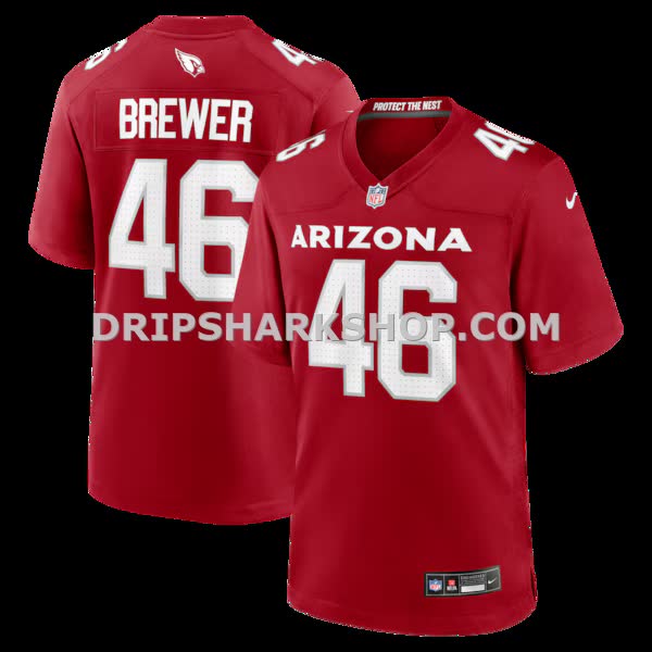 Mens Nike Aaron Brewer Cardinal Arizona Cardinals Team Game Jersey