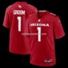 Mens Nike Number 1 Groom Cardinal Arizona Cardinals Game Jersey