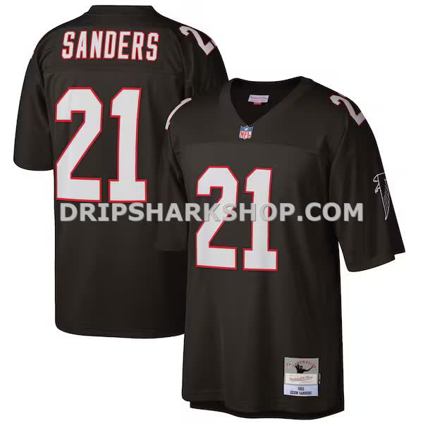 Mens Mitchell And Ness Deion Sanders Black Atlanta Falcons Big And Tall 1992 Retired Player Replica Jersey Pi3300000